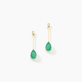 Boucles d'Oreilles Créoles avec Pierres Vertes et Billes Acier Doré BO1955 Boucles d'Oreilles Créoles avec Pierres Vertes et Billes Acier Doré BO1955